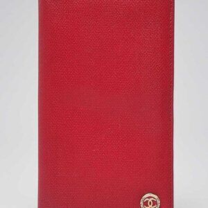 Chanel Red Leather L Yen Wallet